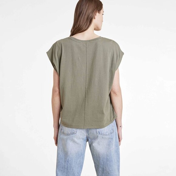 Nuuds Olive Green Cotton Crewneck Muscle Tee - Picture 4 of 6